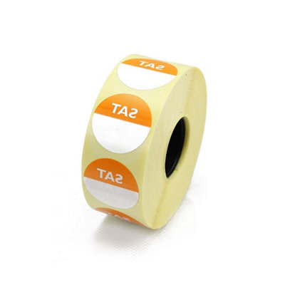 We Can Source It Saturday Day Dot Food Labels Orange 1000 Removable Stickers With Dispenser For Catering from B&Q