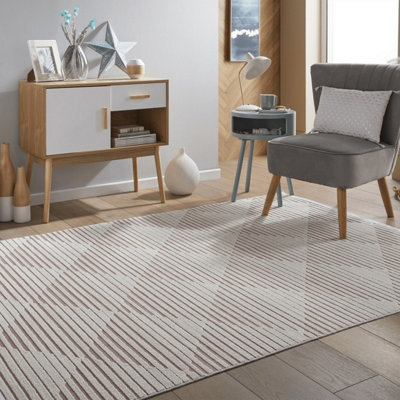  - Pink Outdoor RugGeometric Striped Stain-Resistant Rug For Patio Decks3mm Modern Outdoor Area Rug-160Cm X 220Cm