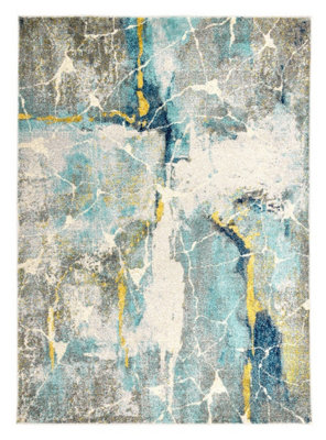 Frost Abstract Funky Modern Easy To Clean Rug For Dining Room -160Cm X 220Cm from B&Q