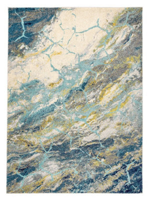 Multicoloured Funky Modern Abstract Nature Print Easy To Clean Rug For Dining Room-160Cm X 220Cm from B&Q