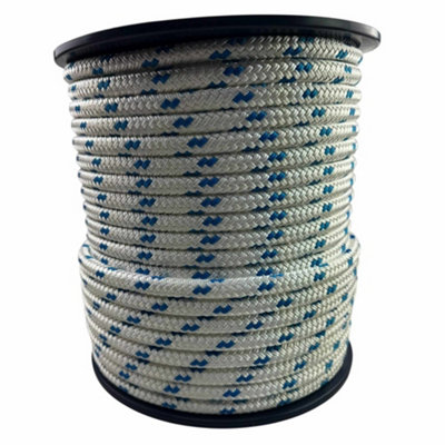 Ropeservices Uk 20mm White With Blue Fleck Double Braid Polyester Rope 100 Metre Reel from B&Q