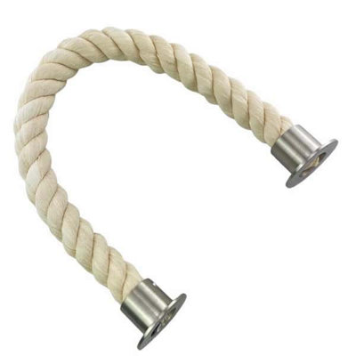 Ropeservices Uk 32mm Natural Cotton Barrier Rope X 2.5 Metres Satin Nickel Cup Ends from B&Q