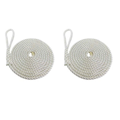 Ropeservices Uk 2 X 28mm White 3 Strand Nylon Mooring Ropes 8 Inch Soft Eye X 8 Metres from B&Q