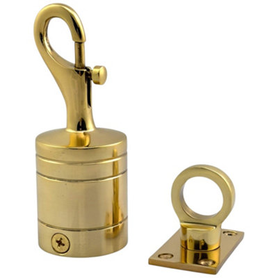 Ropeservices Uk 32mm Polished Brass Trigger Hook And Eye Plate Decking Barrier Rope Fittings Set