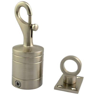 Ropeservices Uk 28mm Satin Nickel Trigger Hook And Eye Plate Decking Barrier Rope Fittings Set