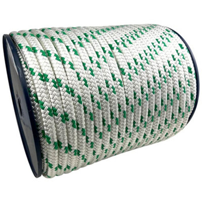 Ropeservices Uk 6mm White With Green Fleck Double Braid Polyester Rope 40 Metre Reel from B&Q