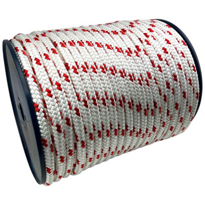 Ropeservices Uk 6mm White With Red Fleck Double Braid Polyester Rope 40 Metre Reel from B&Q