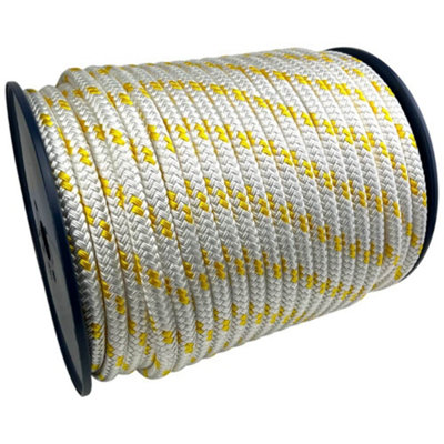 Ropeservices Uk 6mm White With Yellow Fleck Double Braid Polyester Rope 40 Metre Reel from B&Q