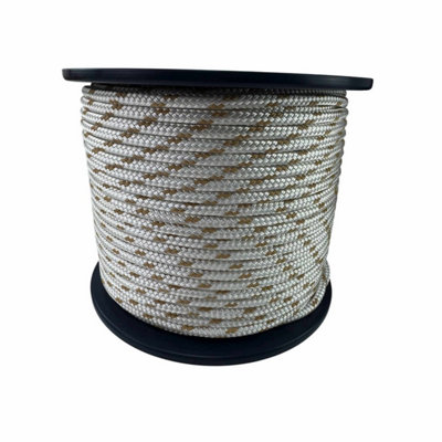 Ropeservices Uk 6mm White With Beige Fleck Double Braid Polyester Rope 40 Metre Reel from B&Q