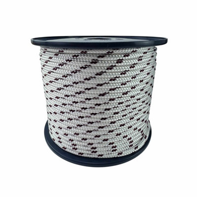 Ropeservices Uk 12mm White With Burgundy Fleck Double Braid Polyester Rope 100 Metre Reel from B&Q