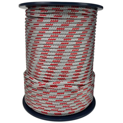 Ropeservices Uk 6mm Grey / Red Double Braid Polyester Cruising Rope 200 Metre Reel from B&Q