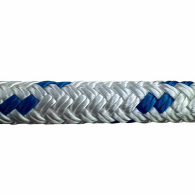 Ropeservices Uk 16mm White With Blue Fleck Double Braid Polyester Rope X 55 Metre Reel from B&Q