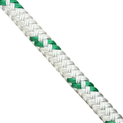 Ropeservices Uk 16mm White With Green Fleck Double Braid Polyester Rope X 55 Metre Reel from B&Q