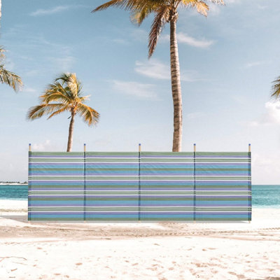 UETIAN Windbreaker Outdoor Protection Screen Beach Garden Windbreak Sand Sun Shade5 Poles from B&Q