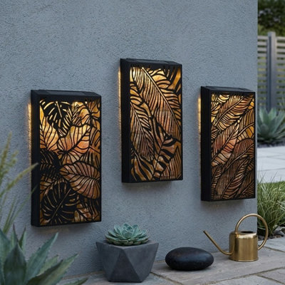  - Trio Leaves Solar Panel Wall Art Light