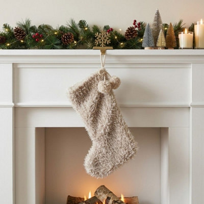 Garden Greatness Cream Faux Fur Christmas Stocking - Image 3