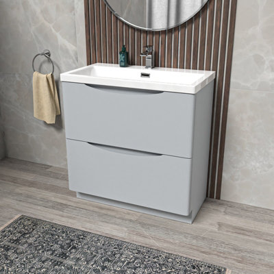 B&Q -  Modern Matte Grey 800mm Floorstanding Basin Vanity Unit
