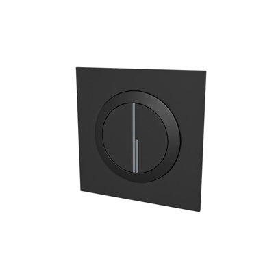B&Q -  Modern Matt Black Round Button Wc Flush Plate