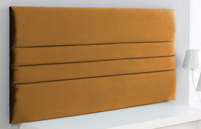 Adore Designs Zona Plush Velvet 5Ft Kingsize 20" Headboard Turmeric from B&Q