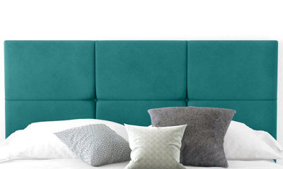 Adore Designs 6-Cube Plush Velvet 6Ft Super King 20" Headboard Mallard from B&Q