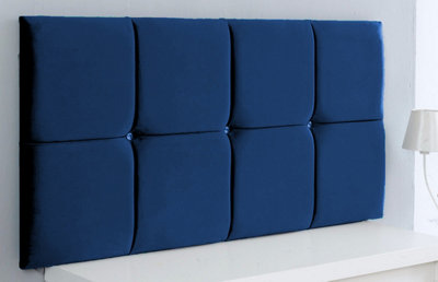 Adore Designs Deluxe Cubed Plush Velvet 5Ft Kingsize 20" Headboard Blue from B&Q