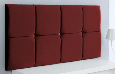 Adore Designs Deluxe Cubed Plush Velvet 5Ft Kingsize 20" Headboard Burgundy from B&Q