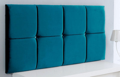 Adore Designs Deluxe Cubed Plush Velvet 5Ft Kingsize 20" Headboard Mallard from B&Q