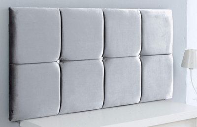 Adore Designs Deluxe Cubed Plush Velvet 5Ft Kingsize 20" Headboard Silver from B&Q