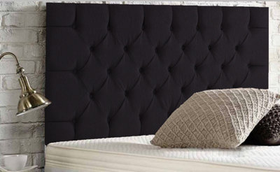 Adore Designs Chesterfield Chenille 5Ft Kingsize 24" Headboard Black from B&Q