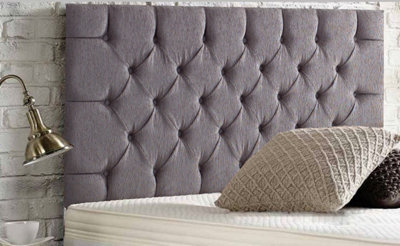Adore Designs Chesterfield Chenille 5Ft Kingsize 24" Headboard Charcoal from B&Q