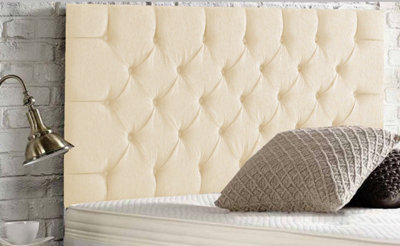 Adore Designs Chesterfield Chenille 5Ft Kingsize 24" Headboard Cream from B&Q
