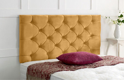 Adore Designs Chesterfield Plush Velvet 5Ft Kingsize 24" Headboard Turmeric from B&Q