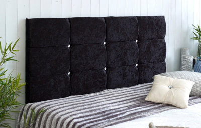 B&Q -  Roma Crushed Velvet 6Ft Super King 20" Headboard Black