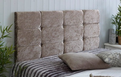 B&Q -  Roma Crushed Velvet 6Ft Super King 20" Headboard Champagne