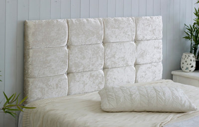 B&Q -  Roma Crushed Velvet 6Ft Super King 20" Headboard Cream