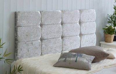 B&Q -  Roma Crushed Velvet 6Ft Super King 20" Headboard Silver
