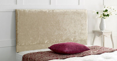B&Q -  Victoria Plain Crushed Velvet 6Ft Super King 24" Headboard Cream