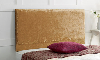 B&Q -  Victoria Plain Crushed Velvet 6Ft Super King 24" Headboard Gold