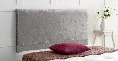 B&Q -  Victoria Plain Crushed Velvet 6Ft Super King 24" Headboard Grey