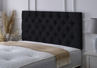 B&Q -  Chesterfield Crushed Velvet 6Ft Super King 24" Headboard Black