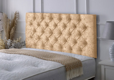B&Q -  Chesterfield Crushed Velvet 6Ft Super King 24" Headboard Gold