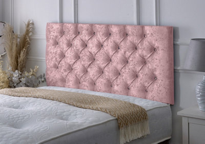 B&Q -  Chesterfield Crushed Velvet 6Ft Super King 24" Headboard Pink