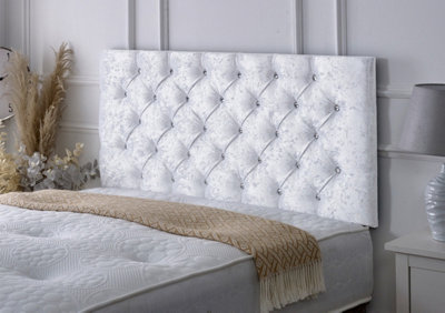 B&Q -  Chesterfield Crushed Velvet 6Ft Super King 24" Headboard White