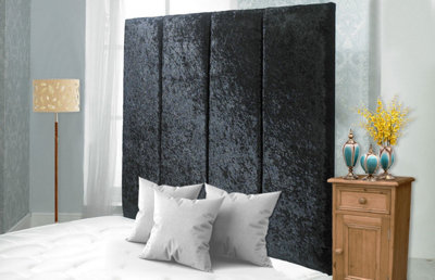 Adore Designs Stafford Crushed Velvet 5Ft Kingsize 36" Headboard Black from B&Q