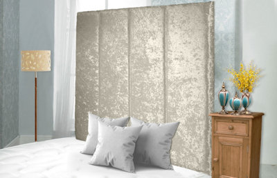 Adore Designs Stafford Crushed Velvet 5Ft Kingsize 36" Headboard Cream from B&Q