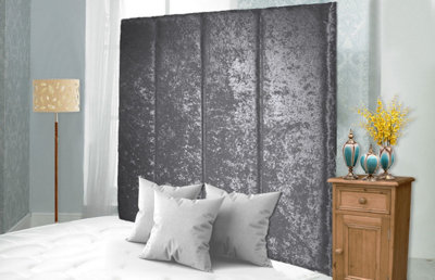 Adore Designs Stafford Crushed Velvet 5Ft Kingsize 36" Headboard Grey from B&Q