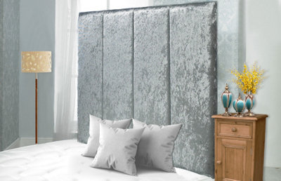 Adore Designs Stafford Crushed Velvet 5Ft Kingsize 36" Headboard Silver from B&Q