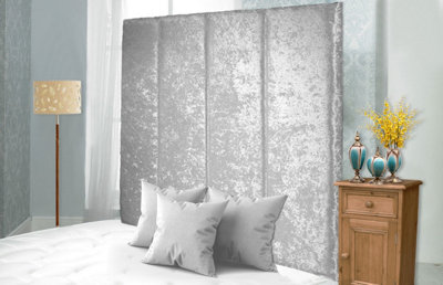 Adore Designs Stafford Crushed Velvet 5Ft Kingsize 36" Headboard White from B&Q