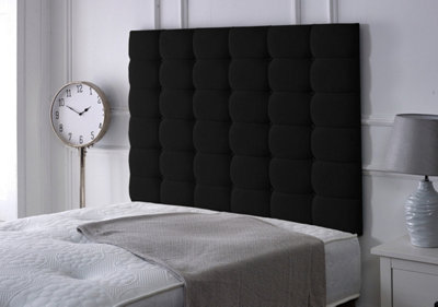 B&Q -  High Cubed Chenille 6Ft Super King 36" Headboard Black