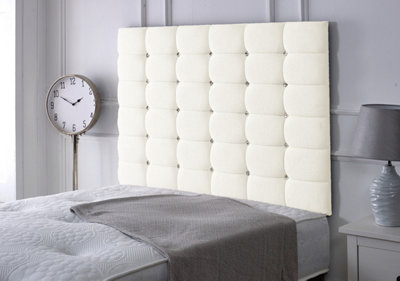 B&Q -  High Cubed Chenille 6Ft Super King 36" Headboard Ivory